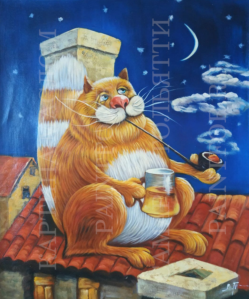 Картина маслом Отдых кота 50х60